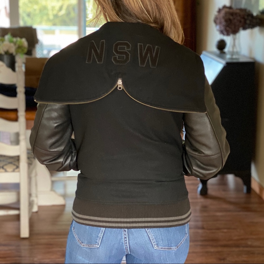 Nike NSW Leather Destroyer Hooded Varsity Jacket❤️